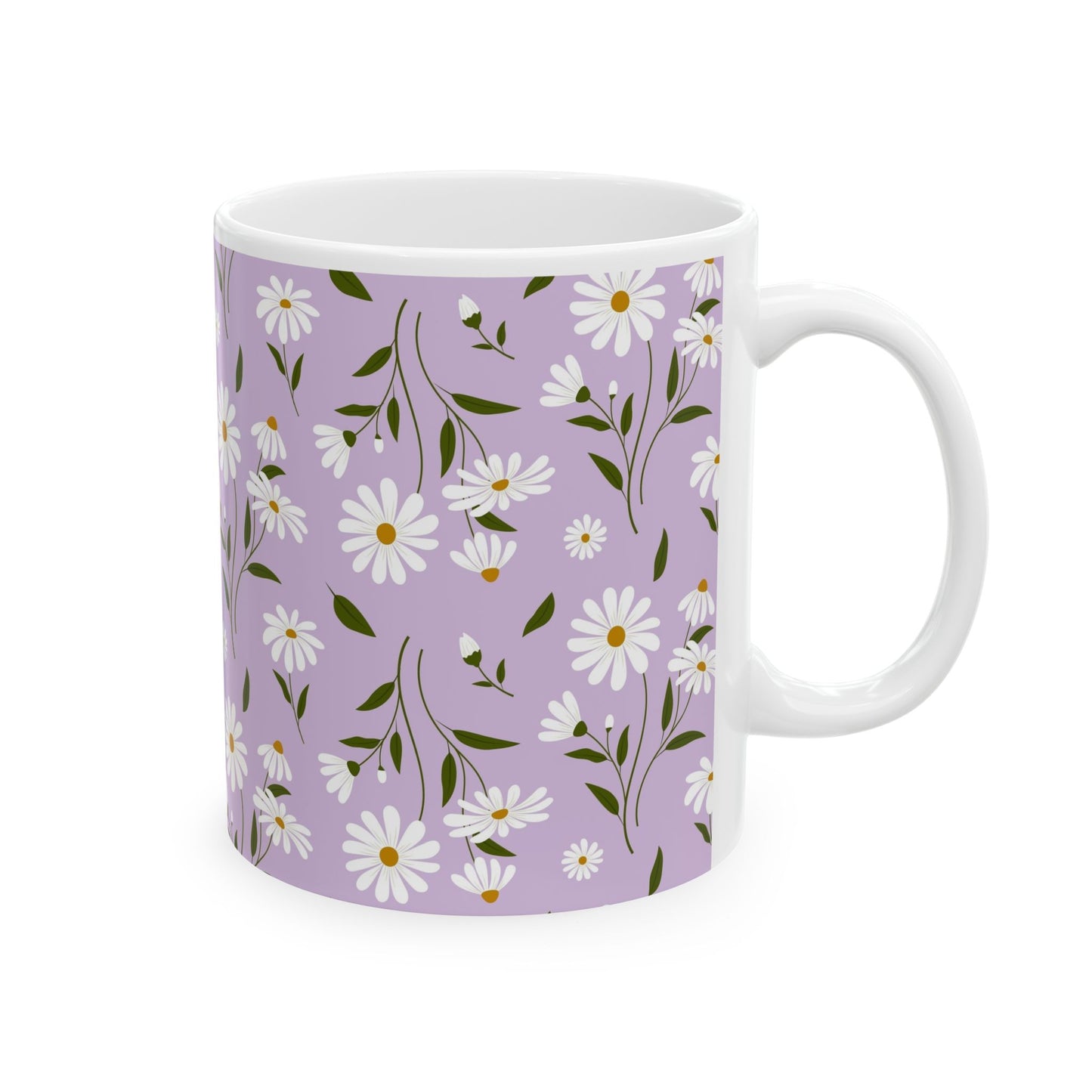 Daisy Floral Ceramic Mug – Lavender Ditsy Flower Coffee Cup (11oz & 15oz)