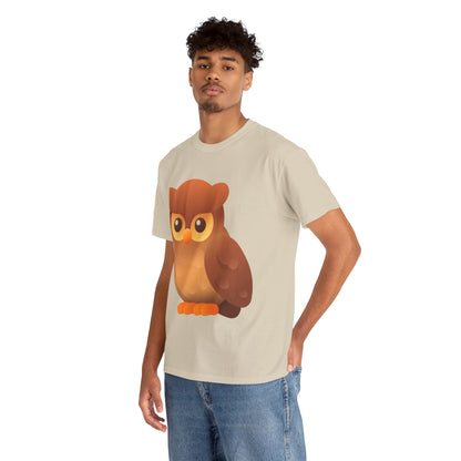Cute Owl Graphic Tee — Whimsical Brown Owl Design