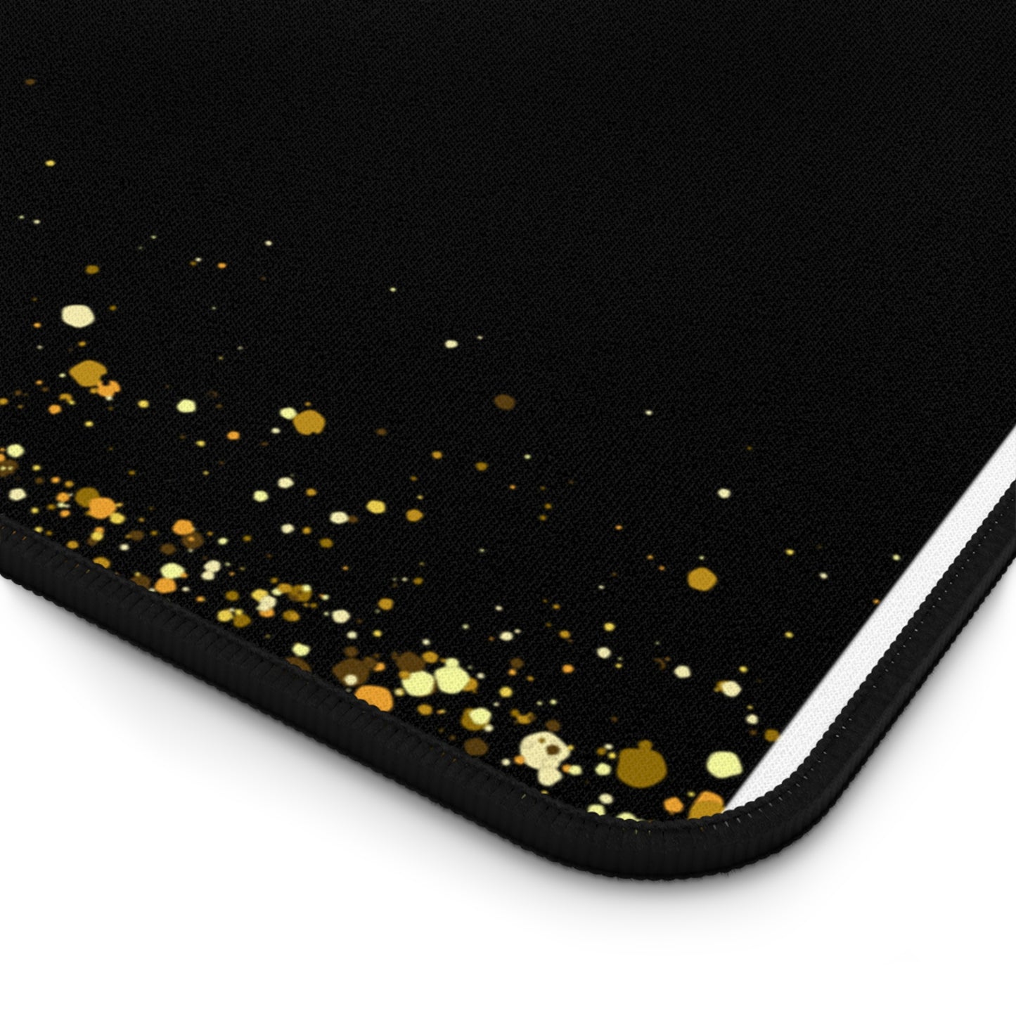 Gold Glitter Edge Desk Mat — Black Glamorous Mousepad for Office & Home