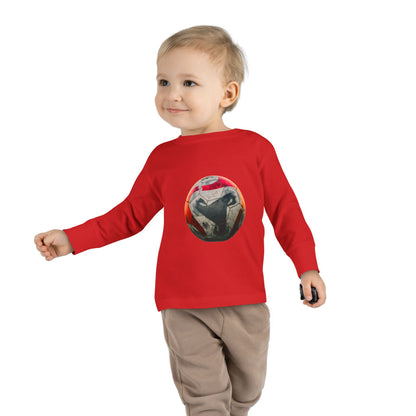Toddler Long Sleeve Tee — Colorful Soccer Ball Graphic Kids Shirt