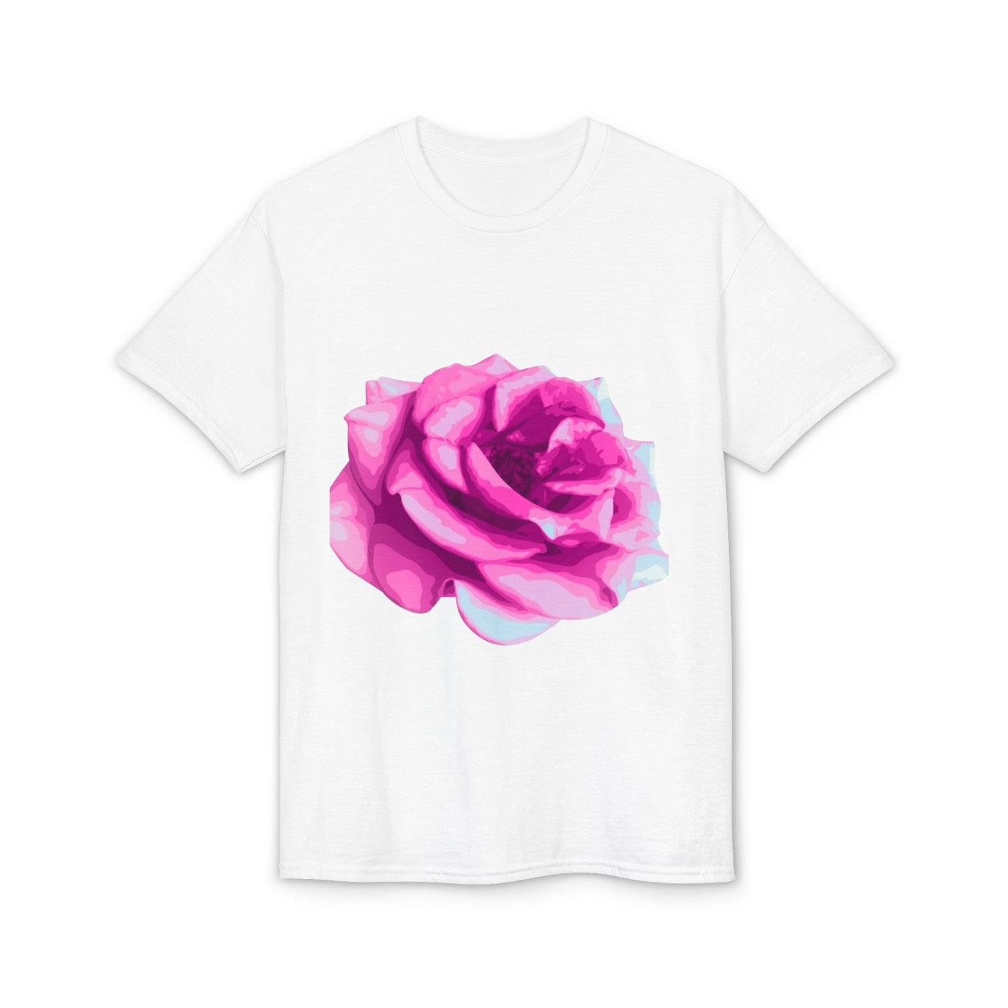 Pink Rose Graphic T-Shirt — Vibrant Floral Tee for Women & Men