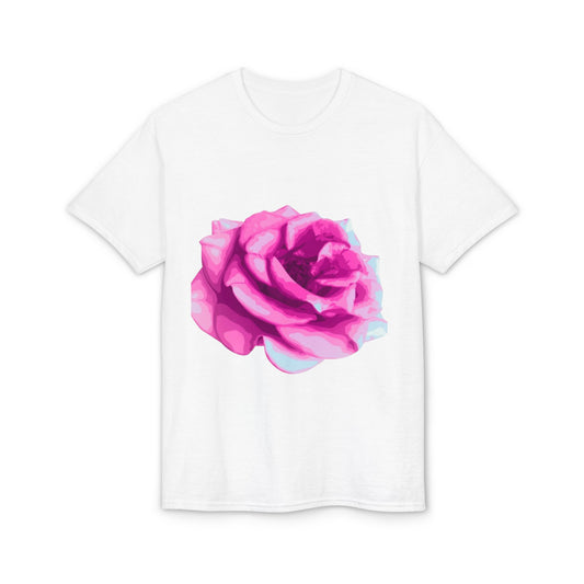 Pink Rose Graphic T-Shirt — Vibrant Floral Tee for Women & Men