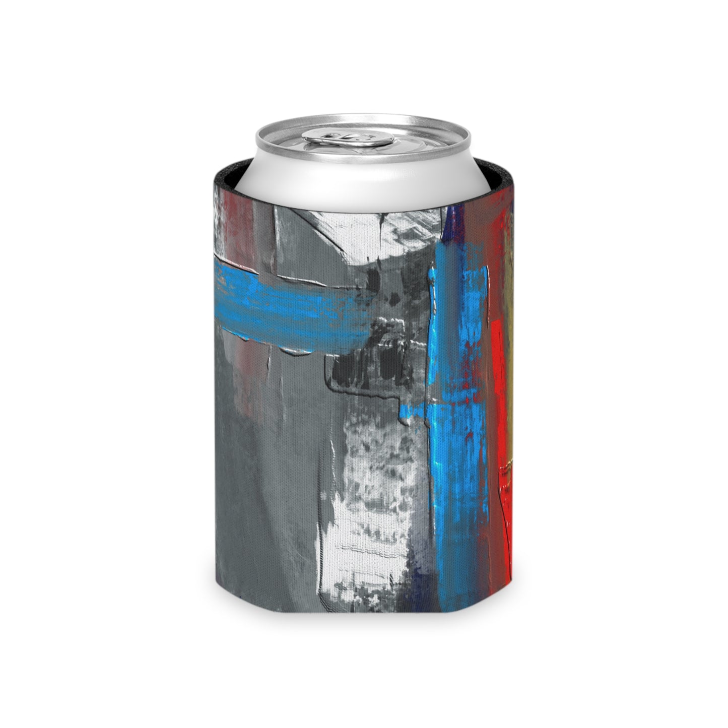 Abstract Red & Blue Brushstroke Can Cooler