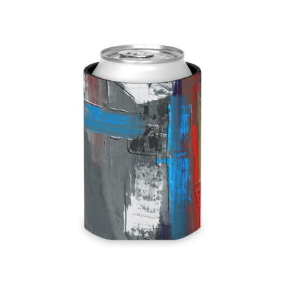 Abstract Red & Blue Brushstroke Can Cooler