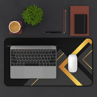 Desk Mat — Black & Gold Geometric Luxury Desk Pad