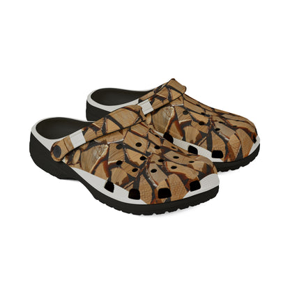 Woodpile Clog Shoes — Cozy Cabin Log Print EVA Foam Clogs