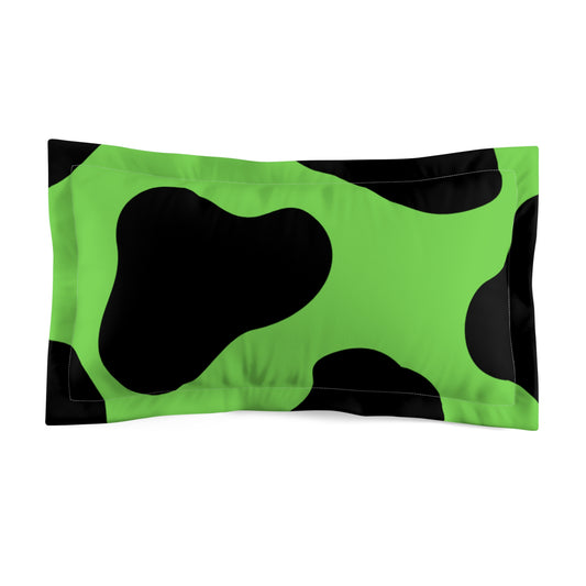 Green Cow Print Pillow Sham — Neon Animal Print Decorative Pillowcase