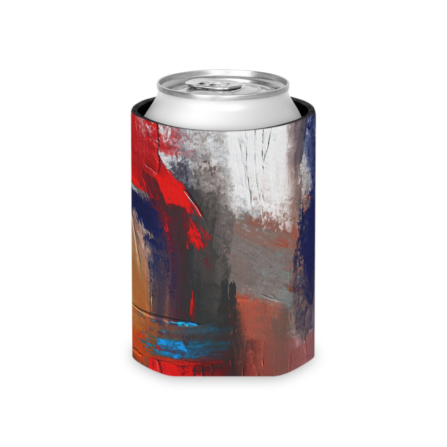 Abstract Red & Blue Brushstroke Can Cooler