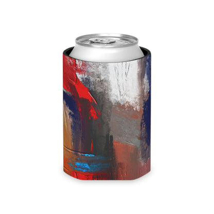 Abstract Red & Blue Brushstroke Can Cooler