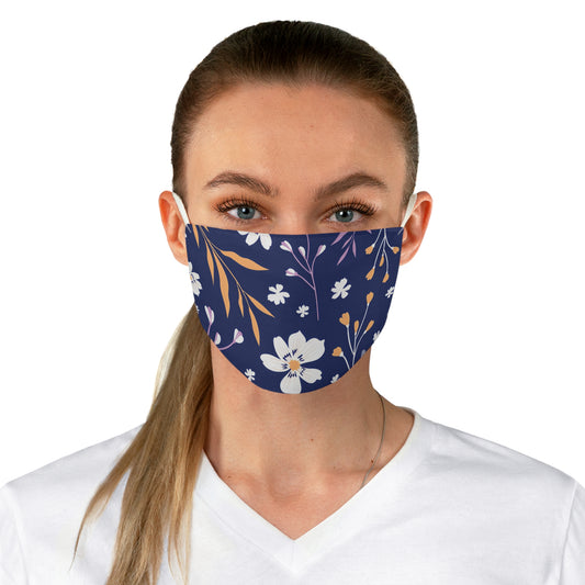 Floral Face Mask — Navy Blue Vintage Flower Print