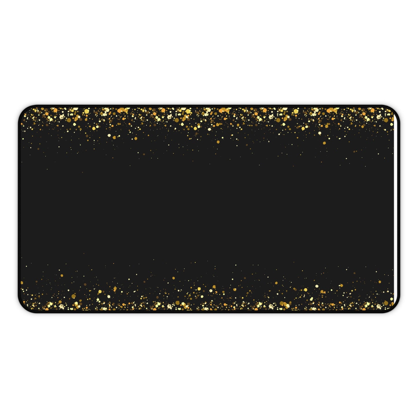 Gold Glitter Edge Desk Mat — Black Glamorous Mousepad for Office & Home