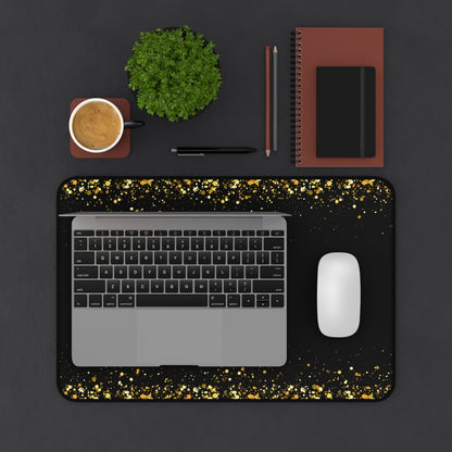 Black & Gold Glitter Desk Mat — Elegant Sparkle Mousepad for Office & Home