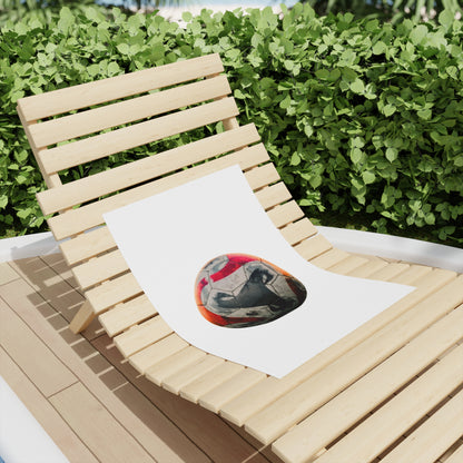 Soccer Ball Beach Towel — Vintage Red & Orange Football Design