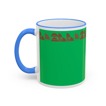 Green Floral Accent Rim Mug — Botanical Pattern 11oz/15oz