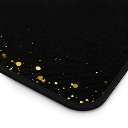 Black & Gold Glitter Desk Mat — Elegant Sparkle Mousepad for Office & Home