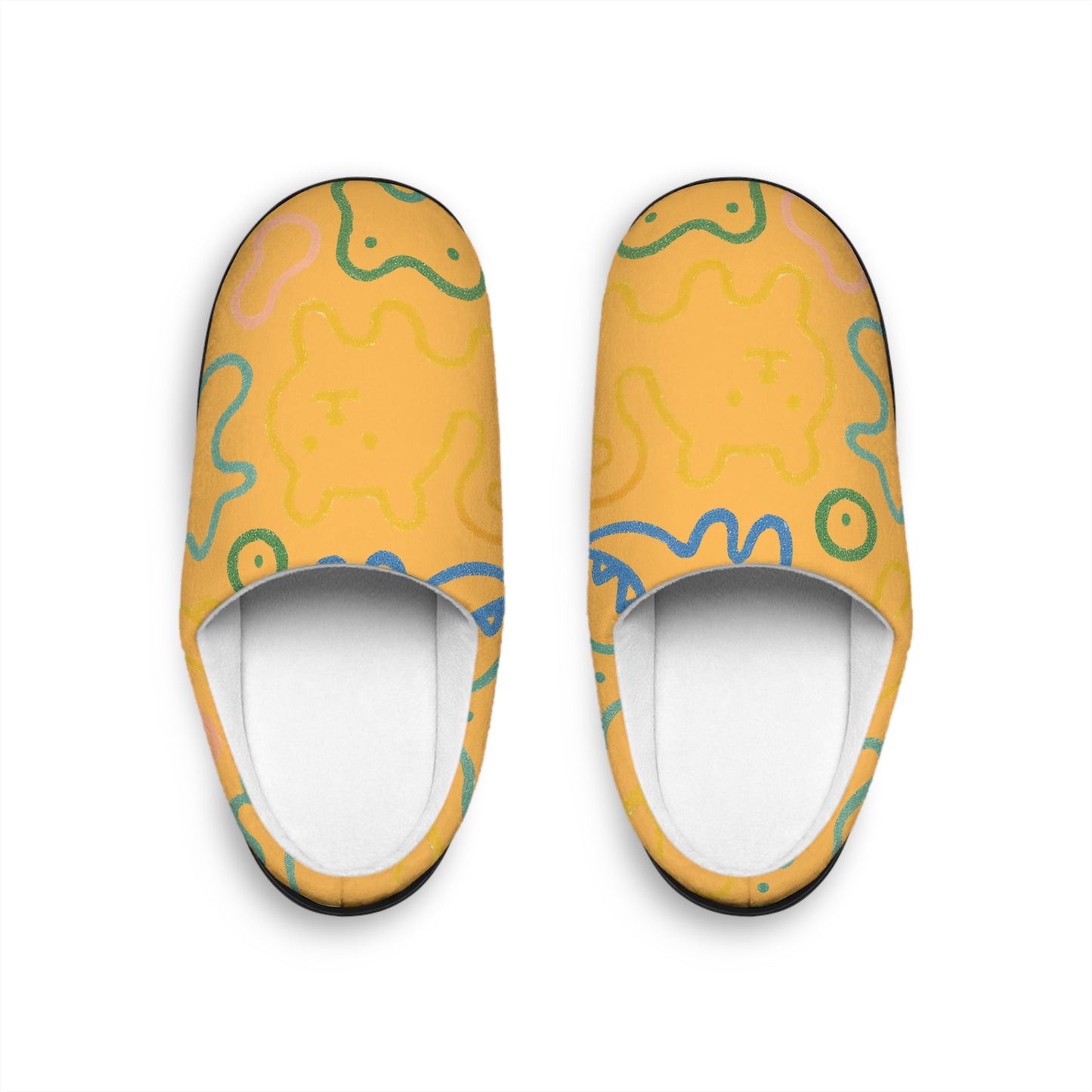 Cozy Yellow Doodle Slippers — Women's Indoor Comfort Shoes