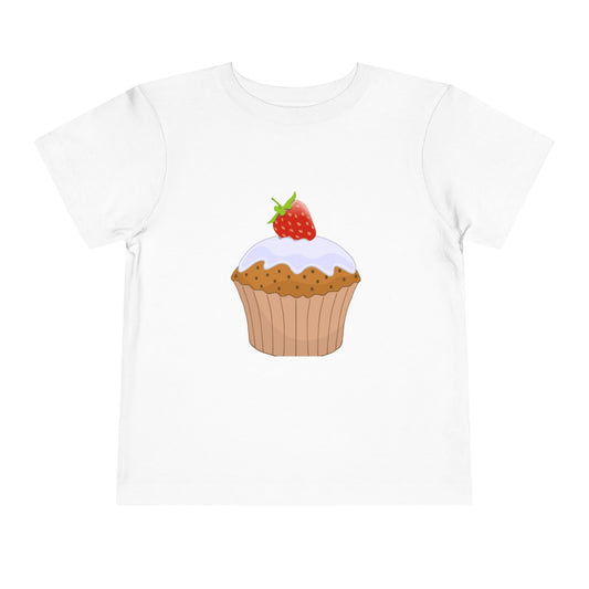 Toddler Tee with Cute Strawberry Cupcake Graphic