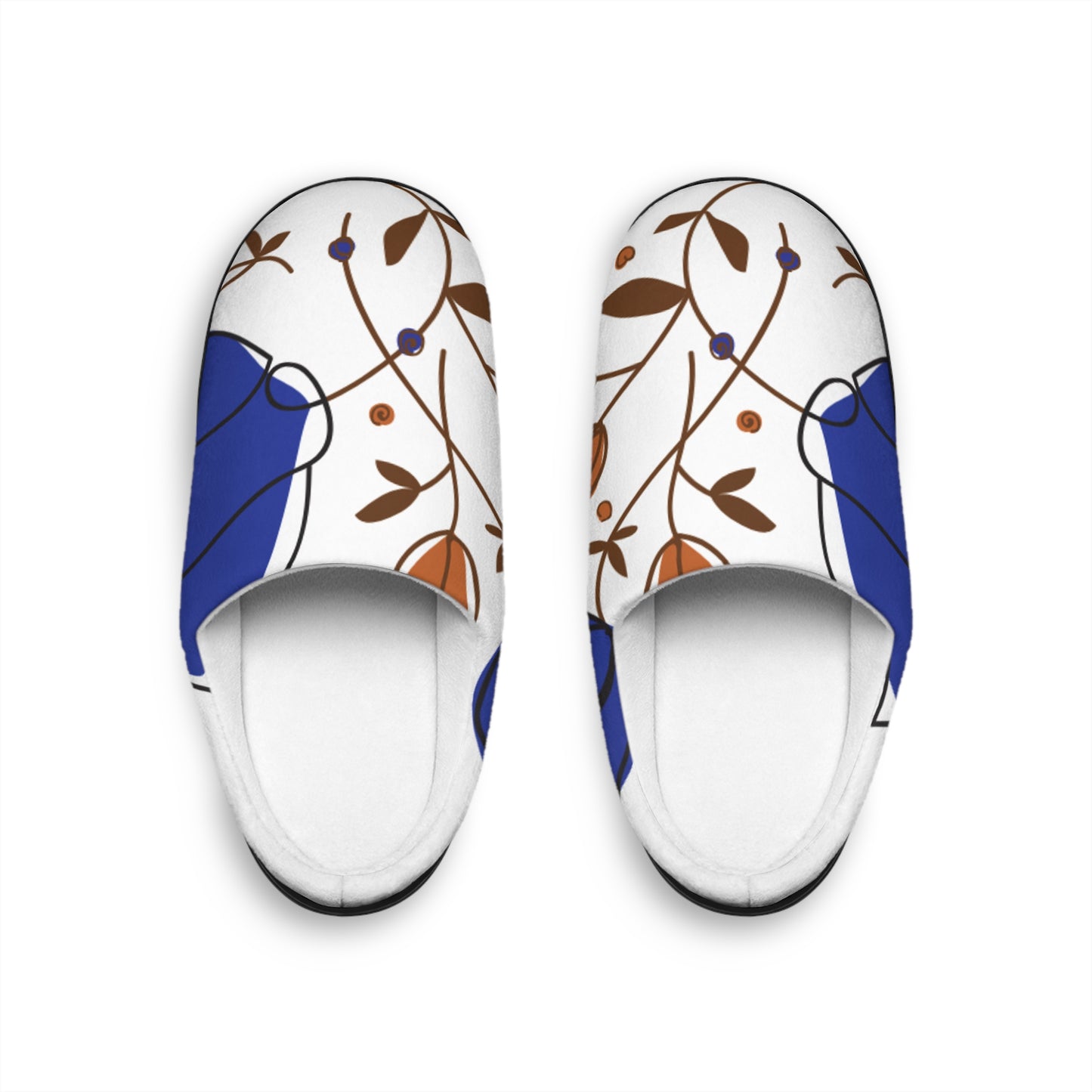 Blue Floral Women's Indoor Slippers — Cozy Slip-On House Shoes