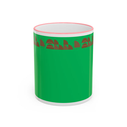 Green Floral Accent Rim Mug — Botanical Pattern 11oz/15oz