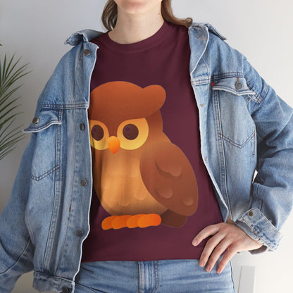 Cute Owl Graphic Tee — Whimsical Brown Owl Design