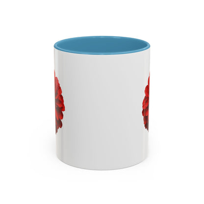 Red Zinnia Accent Coffee Mug — Floral Ceramic Tea Cup (11/15 oz)