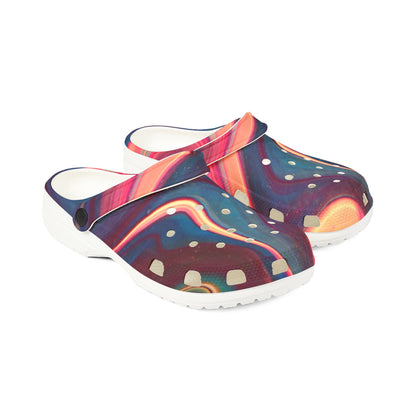 Marbled Sunset EVA Clogs – Colorful Swirl Foam Garden Shoes