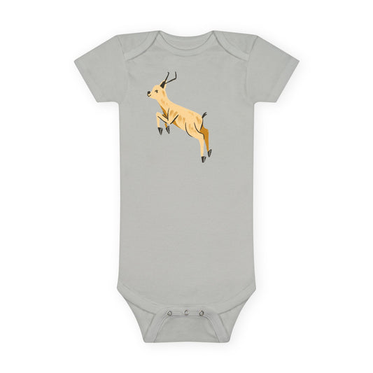 Baby Onesie with Leaping Antelope Print — Cute Safari Infant Bodysuit