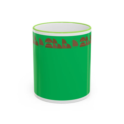 Green Floral Accent Rim Mug — Botanical Pattern 11oz/15oz