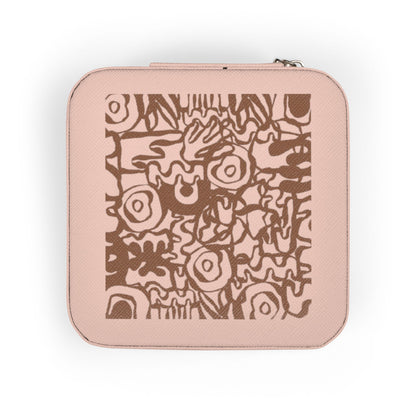 Compact Pink Jewelry Travel Case — Portable Organizer with Ring Rolls & Compartments