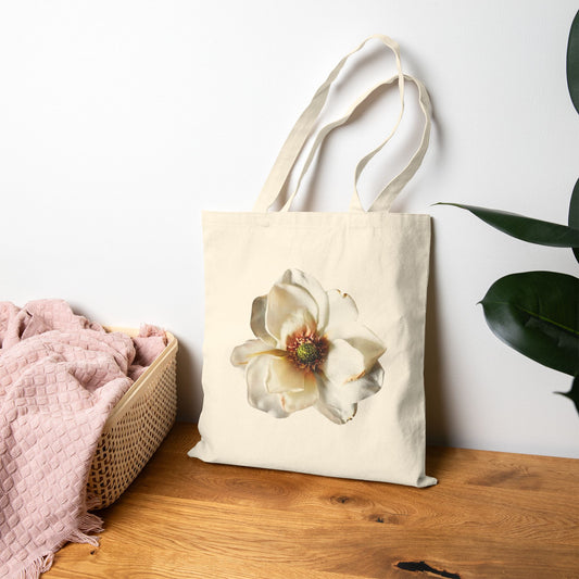 Vintage Magnolia Canvas Tote Bag — Floral Market & Grocery Tote