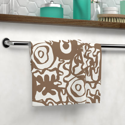 Face Towel — Abstract Floral Brown Pattern