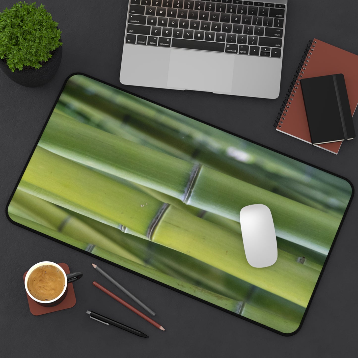 Bamboo Pattern Desk Mat — Green Zen Office Mouse Pad