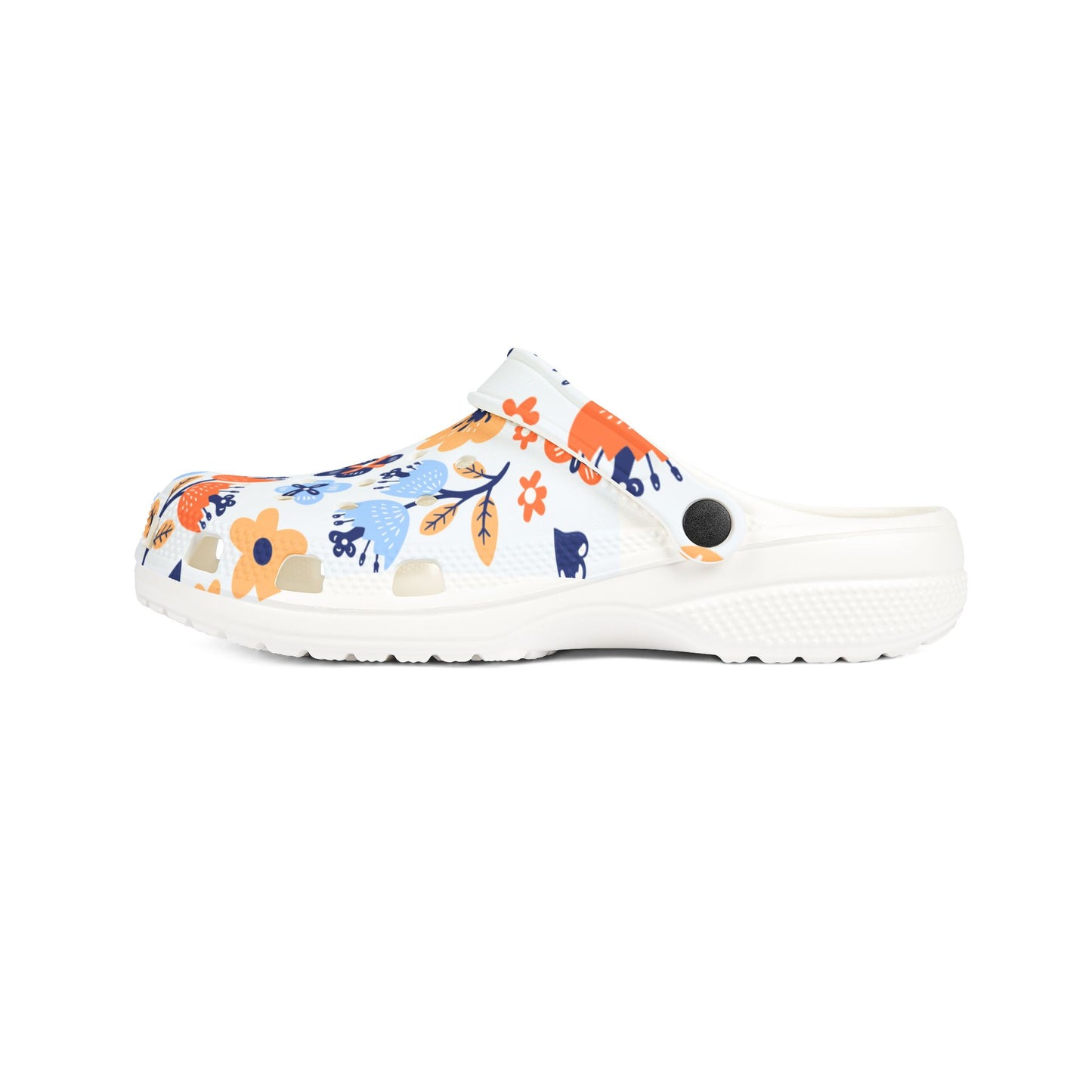 Floral EVA Foam Clogs – Blue Orange Garden Slip-On Shoes