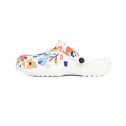 Floral EVA Foam Clogs – Blue Orange Garden Slip-On Shoes