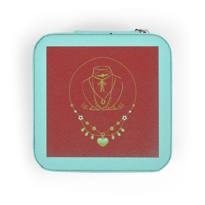 Travel Jewelry Case — Red Gold Necklace Design Compact Organizer