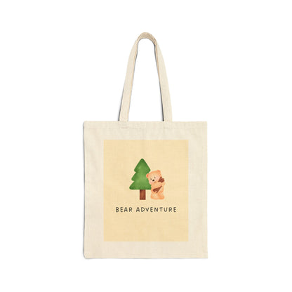 Bear Adventure Canvas Tote — Cute Bear & Tree Eco Shopper Bag