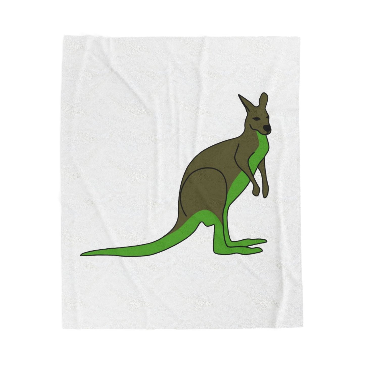 Kangaroo Graphic Velveteen Plush Blanket – Cute Green Marsupial Throw for Kids & Animal Lovers
