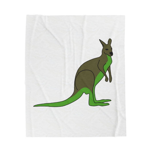 Kangaroo Graphic Velveteen Plush Blanket – Cute Green Marsupial Throw for Kids & Animal Lovers