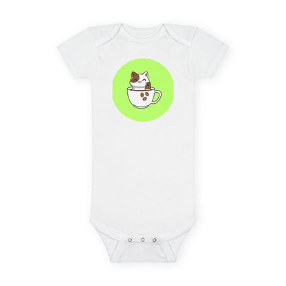 Cute Kitten in Teacup Baby Onesie — Adorable Cat Infant Bodysuit