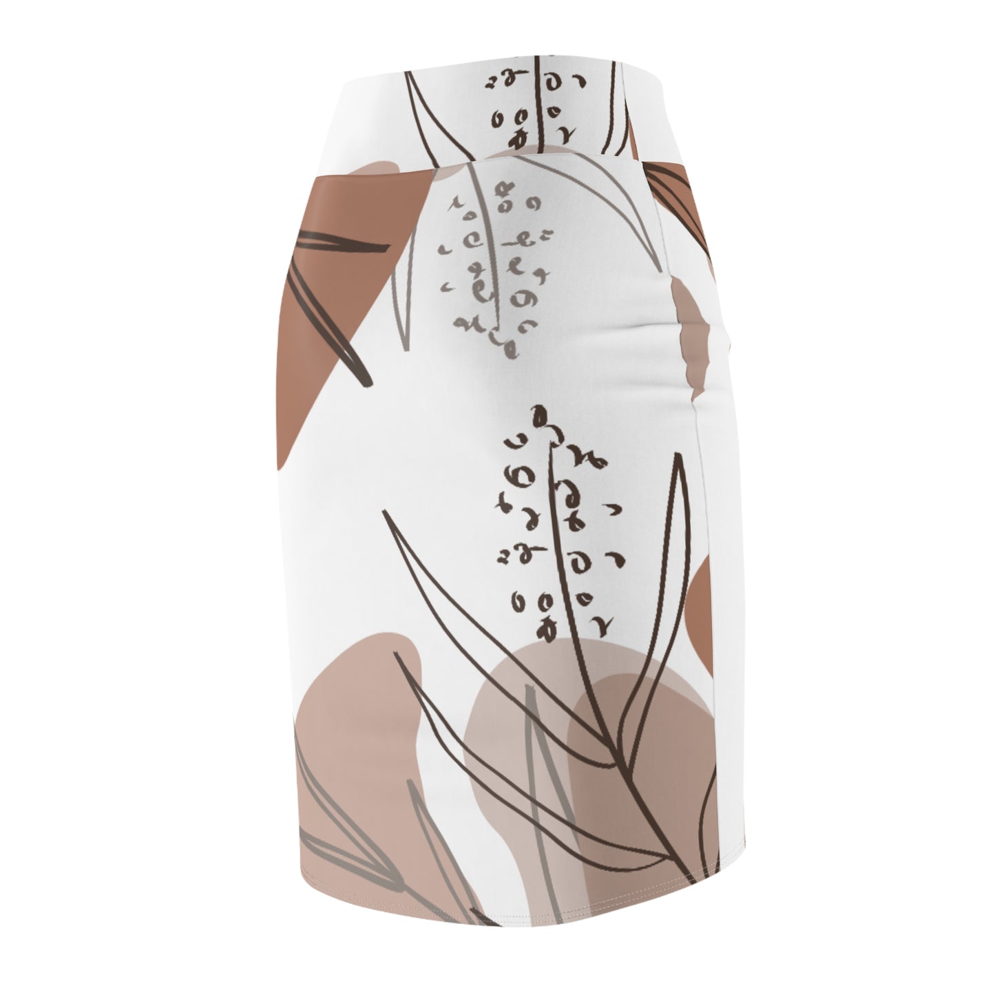 Abstract Neutral Floral Pencil Skirt