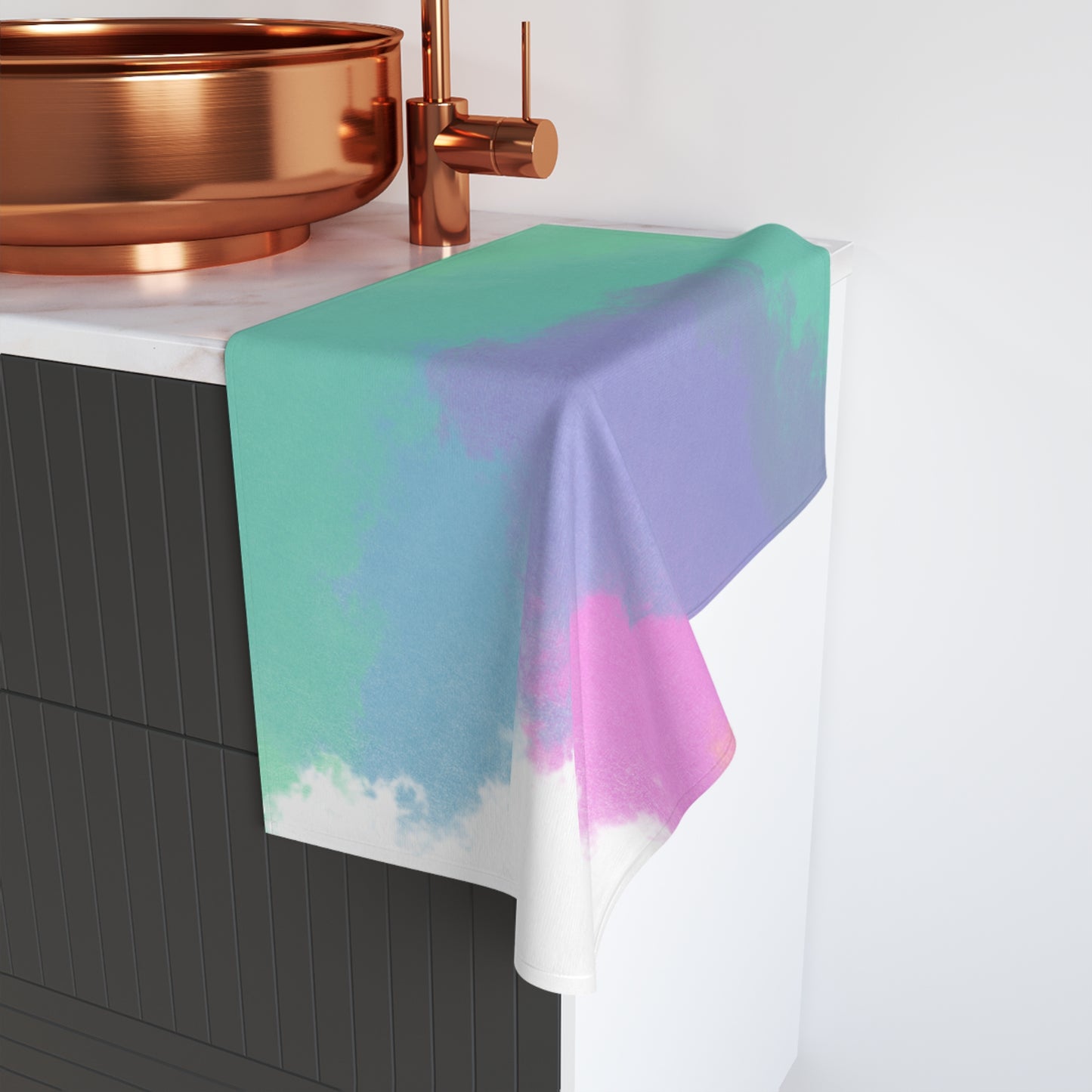 Pastel Cloud Hand Towel — Mint, Lavender & Pink Bathroom Accent