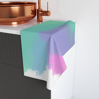 Pastel Cloud Hand Towel — Mint, Lavender & Pink Bathroom Accent