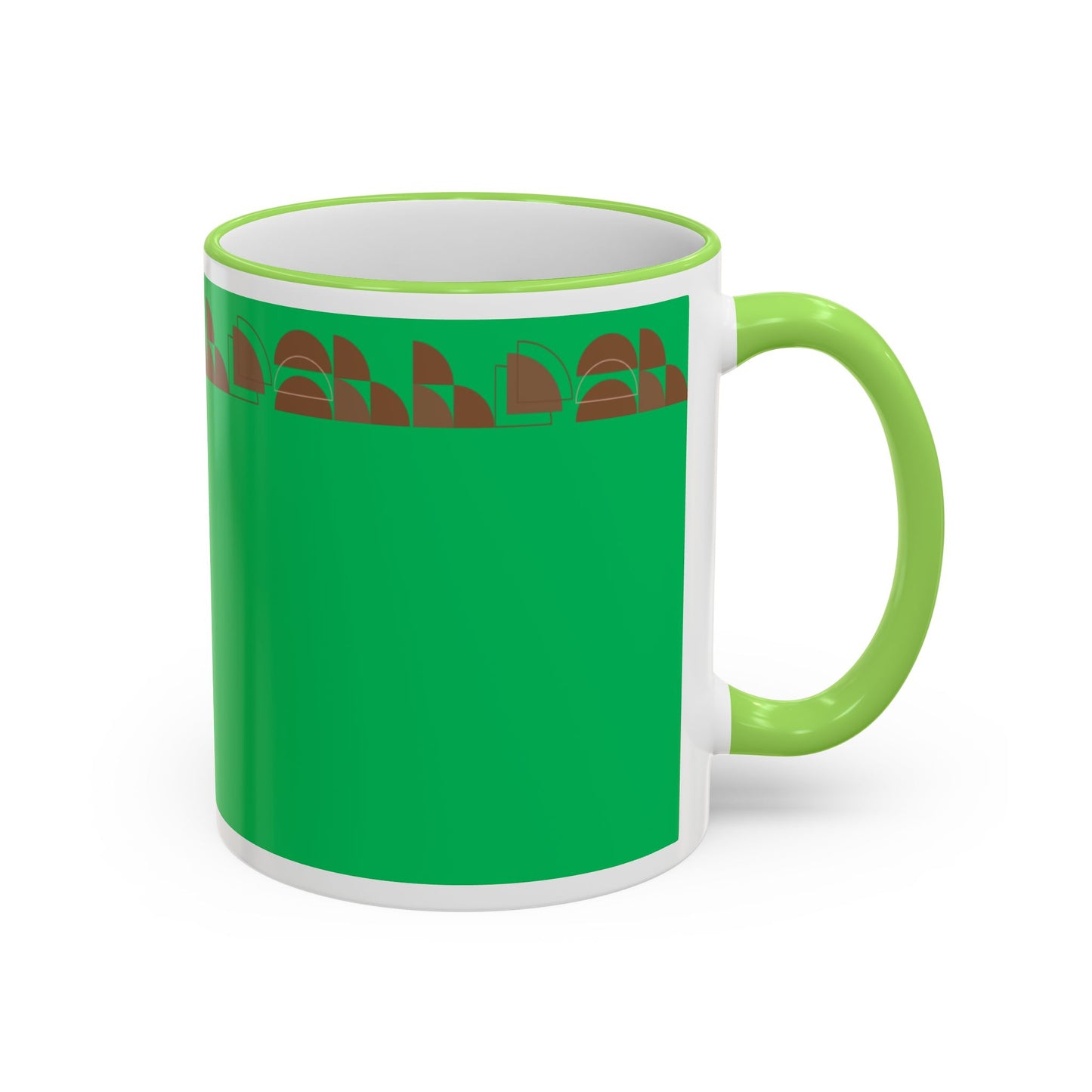 Green Floral Accent Rim Mug — Botanical Pattern 11oz/15oz