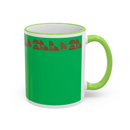 Green Floral Accent Rim Mug — Botanical Pattern 11oz/15oz