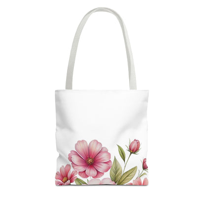 Floral Pink Blossom Tote Bag – Watercolor Flower AOP Shopper