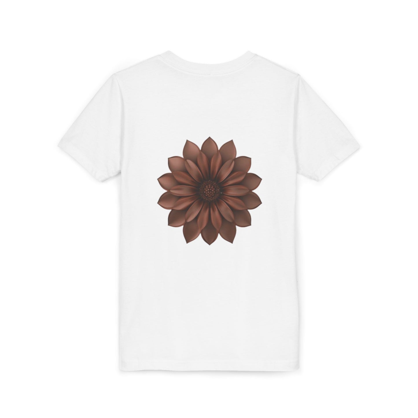 Youth Tee — Chocolate Brown Floral Dahlia Graphic