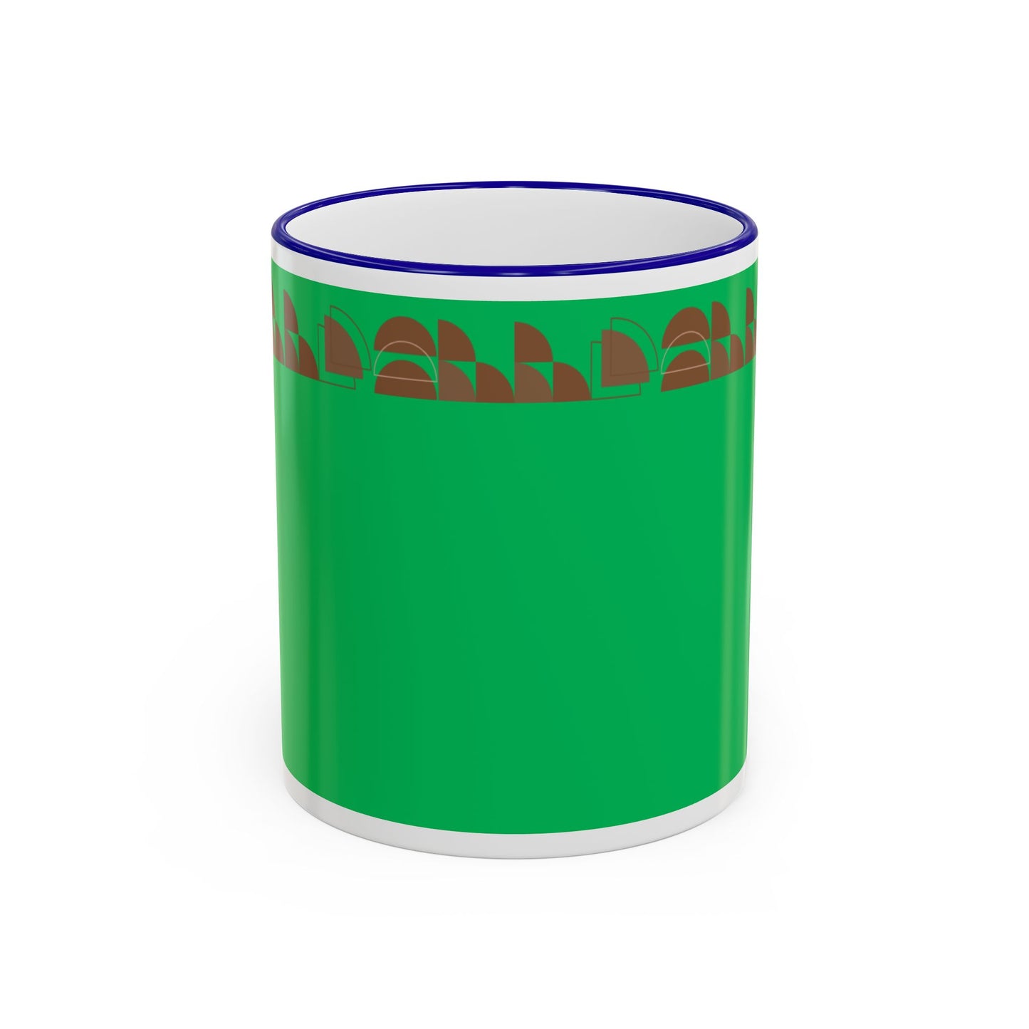 Green Floral Accent Rim Mug — Botanical Pattern 11oz/15oz