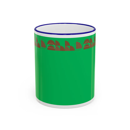 Green Floral Accent Rim Mug — Botanical Pattern 11oz/15oz