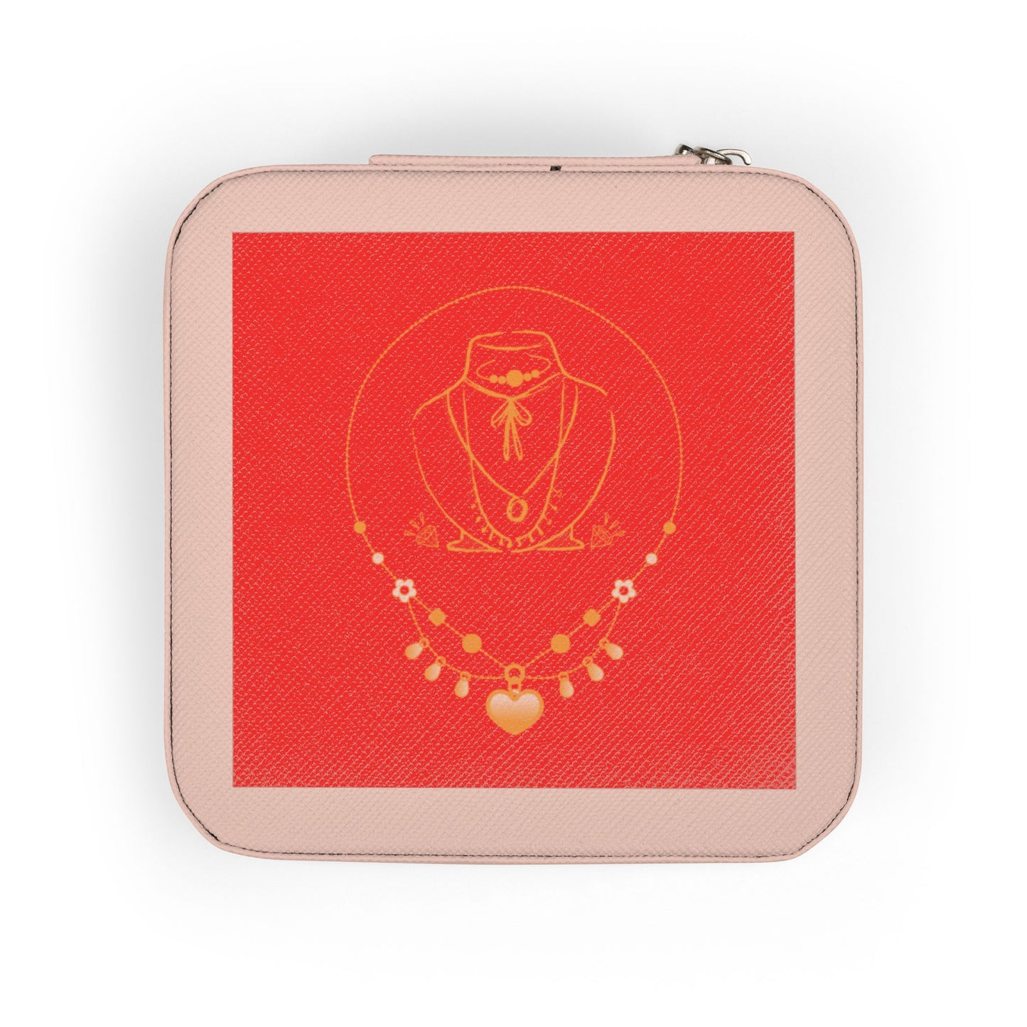 Travel Jewelry Case — Red Gold Necklace Design Compact Organizer