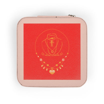 Travel Jewelry Case — Red Gold Necklace Design Compact Organizer